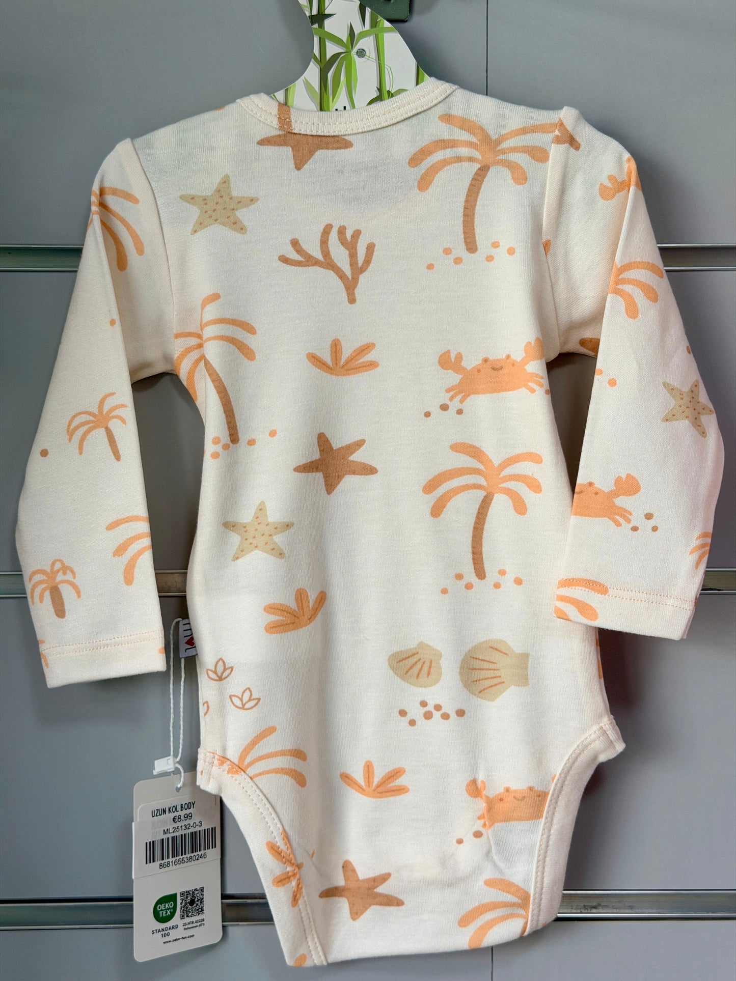 Long Sleeve Romper – Sandy Beach | Bamboo Mix