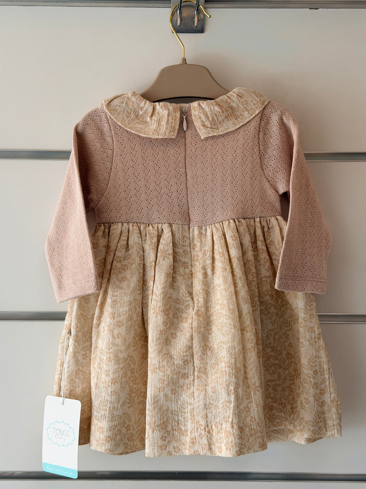 Tongs Elegant Baby Dress - Pastel Beige