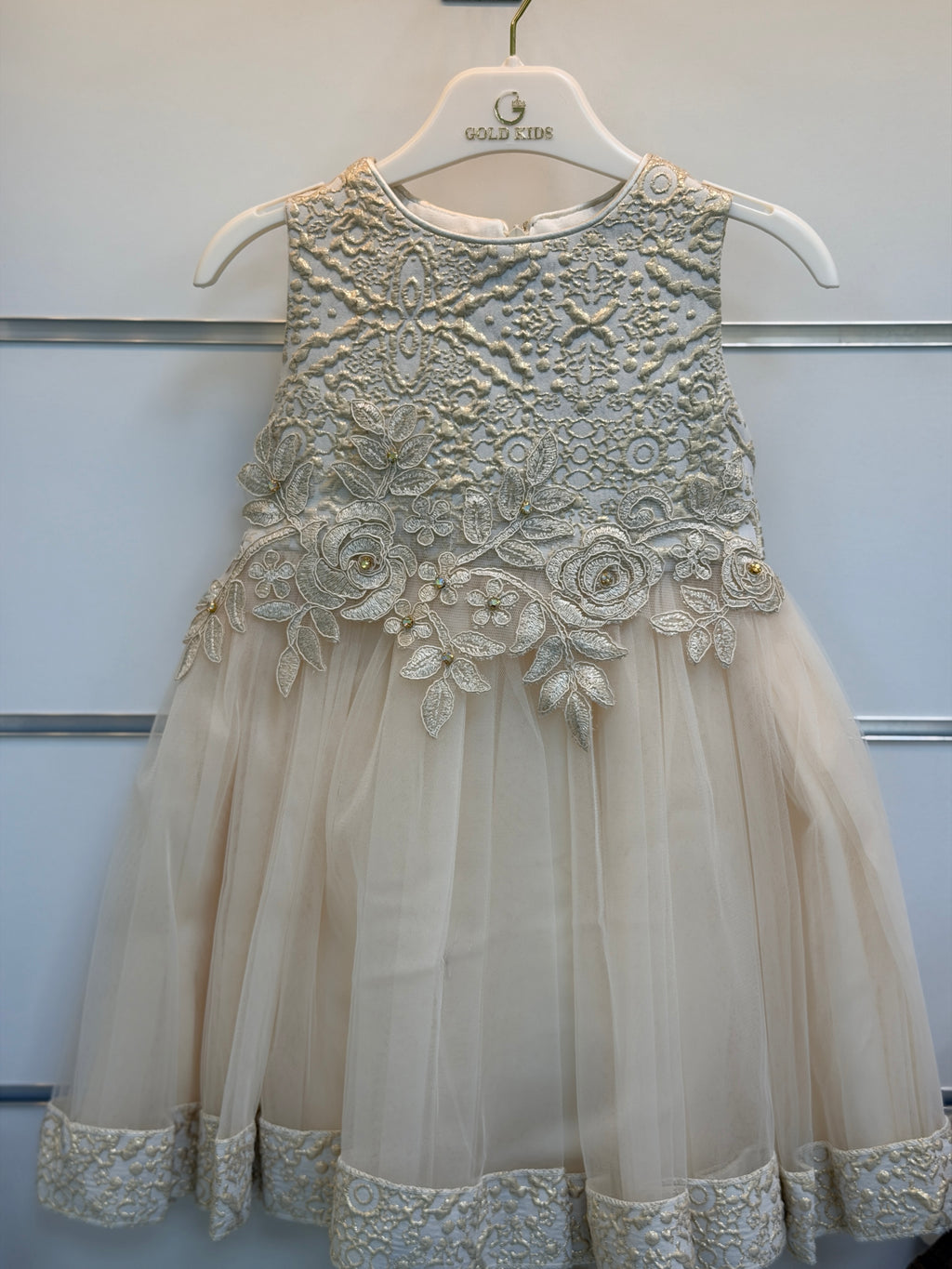 Gold Kids Luxe Jurkset met Jas & Tasje – Ivoor/Goud