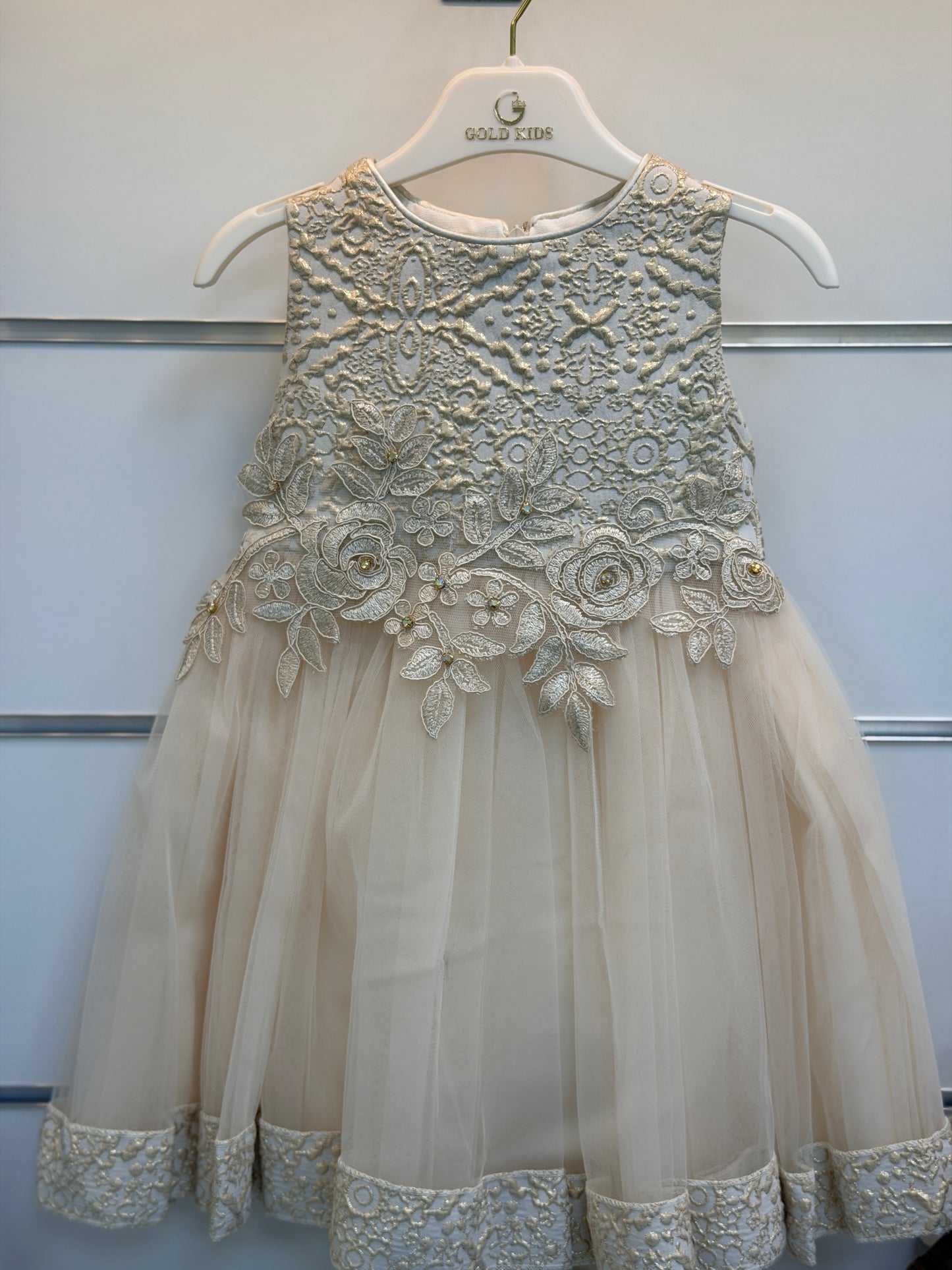 Gold Kids Luxe Jurkset met Jas & Tasje – Ivoor/Goud
