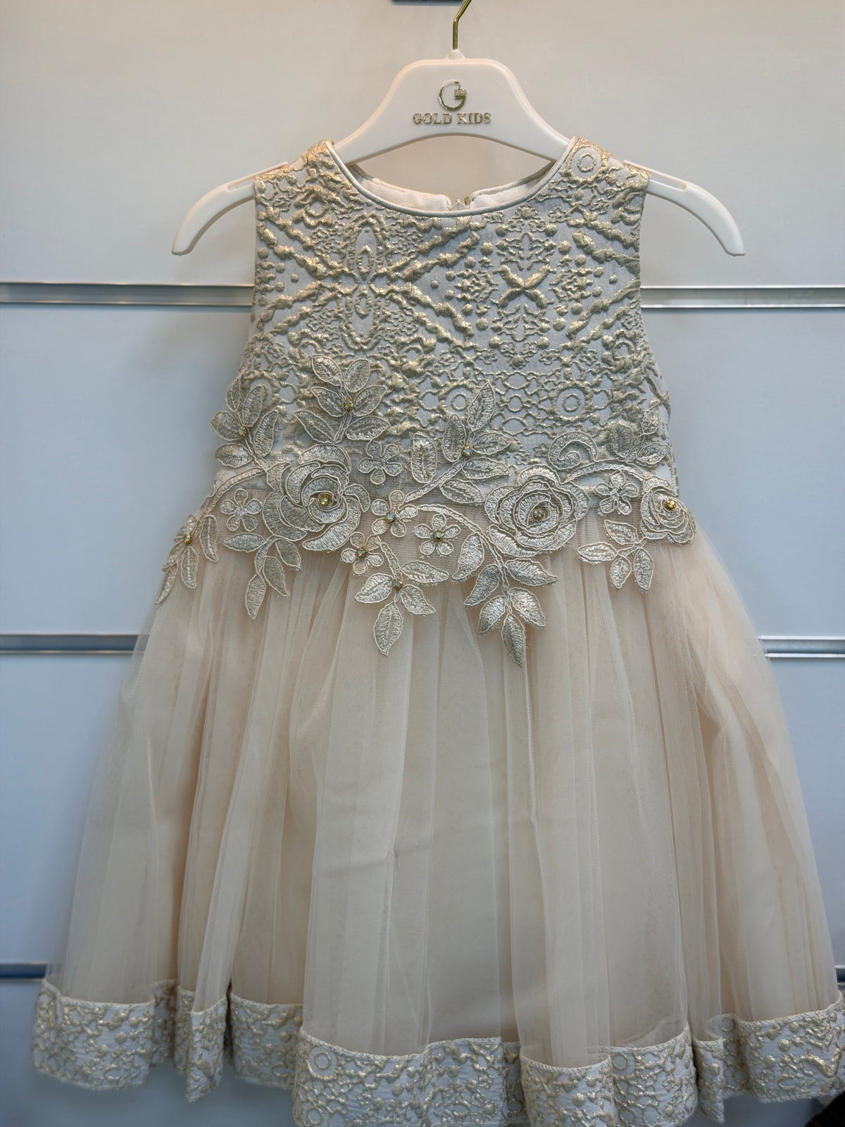 Gold Kids Luxe Jurkset met Jas & Tasje – Ivoor/Goud