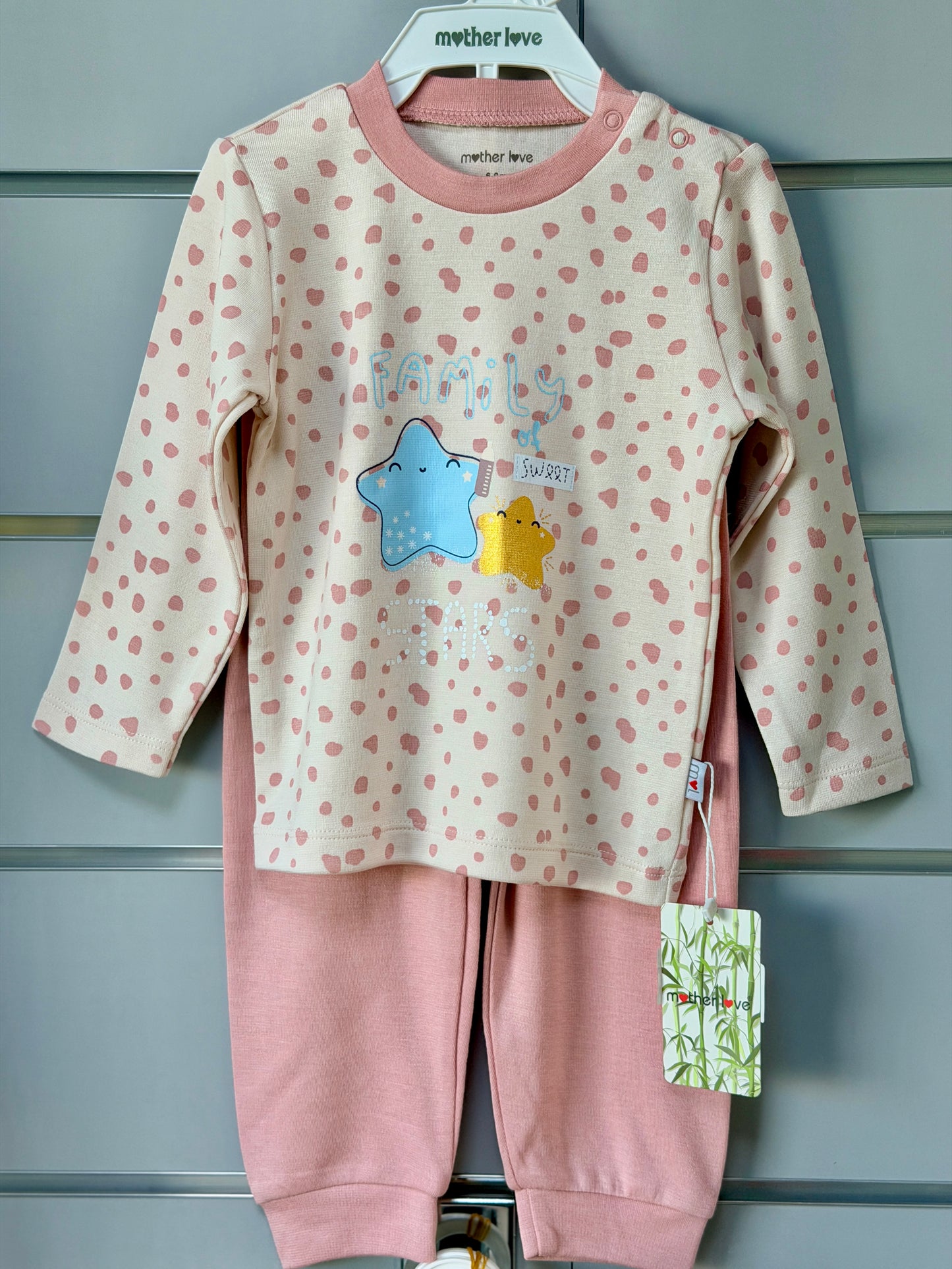 Pajama Set – Pink with Star Print