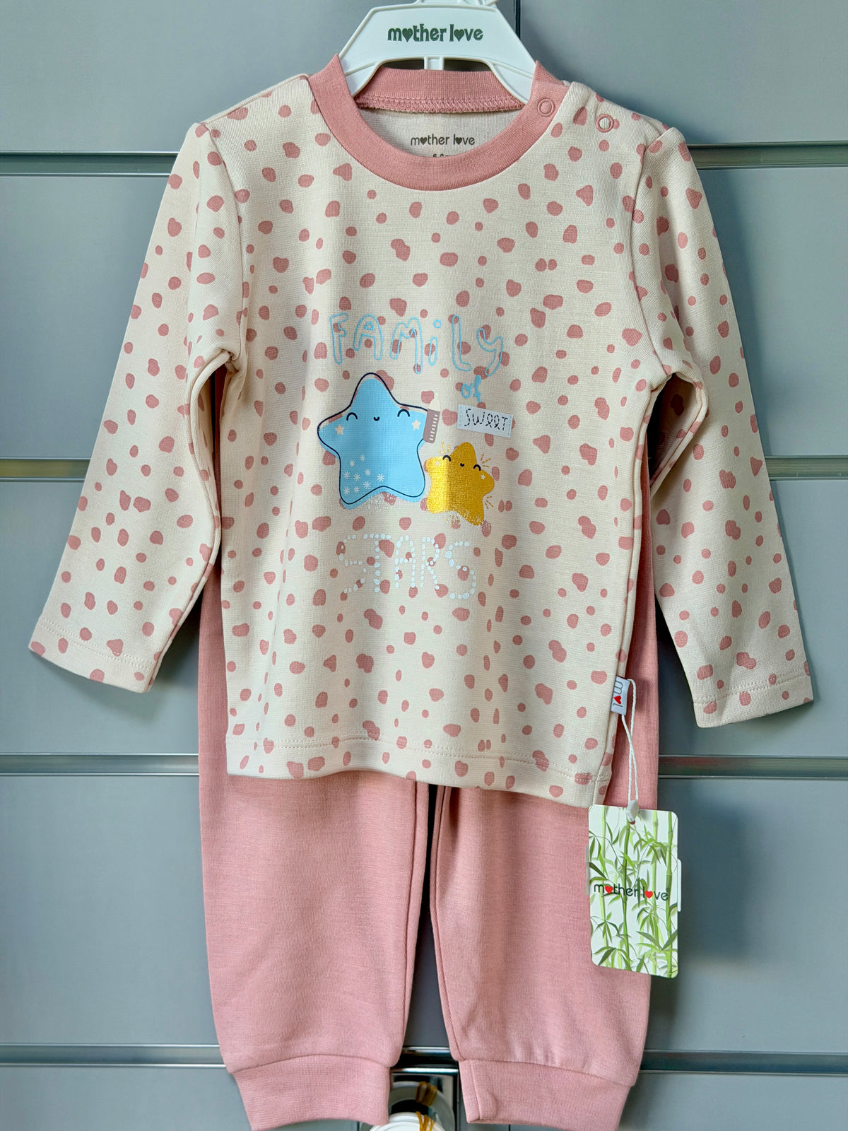 Pajama Set – Pink with Star Print