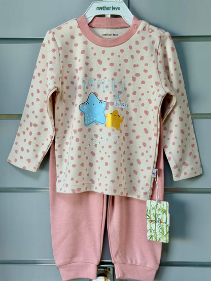 Pajama Set – Pink with Star Print