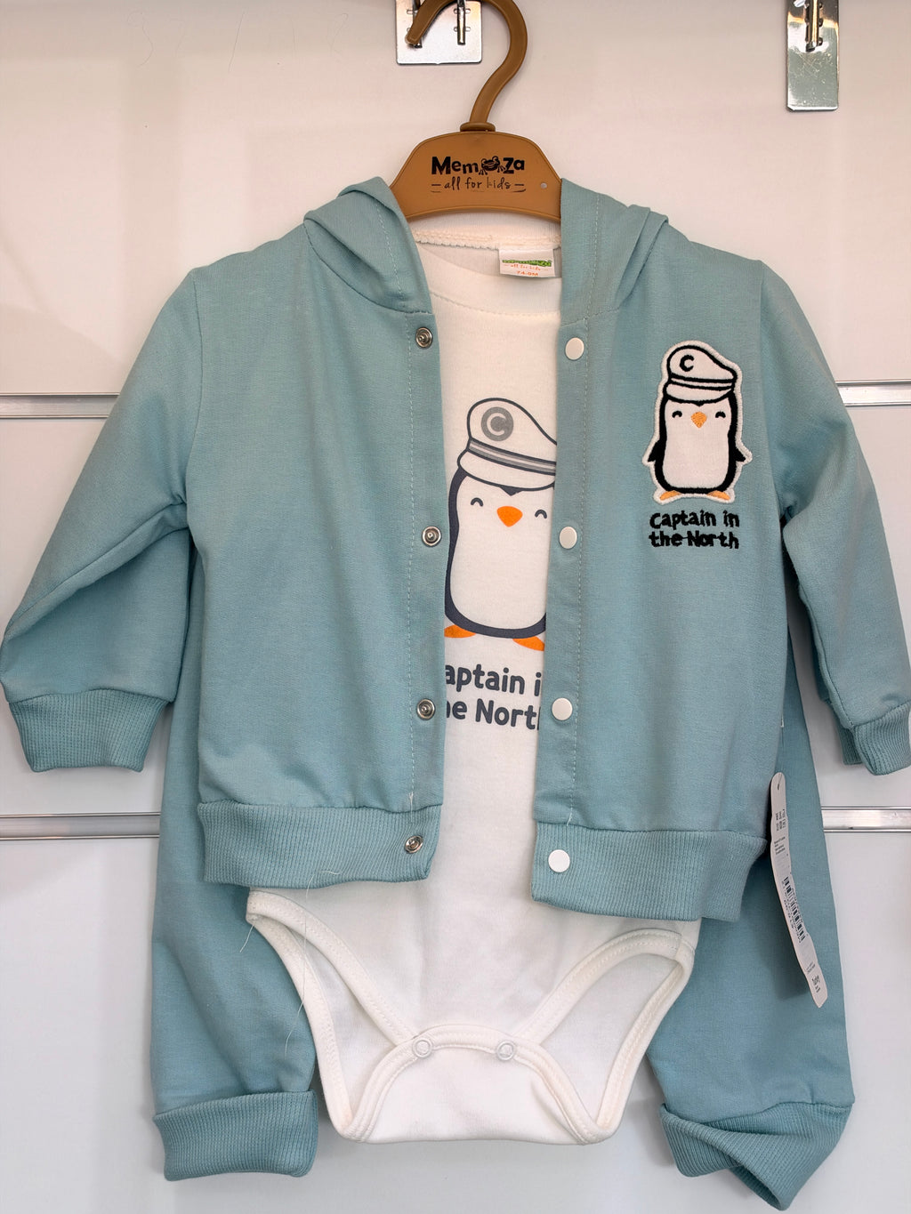 Baby Jongens 3-Delige Set met Vestje, Romper & Broek – Lichtblauw