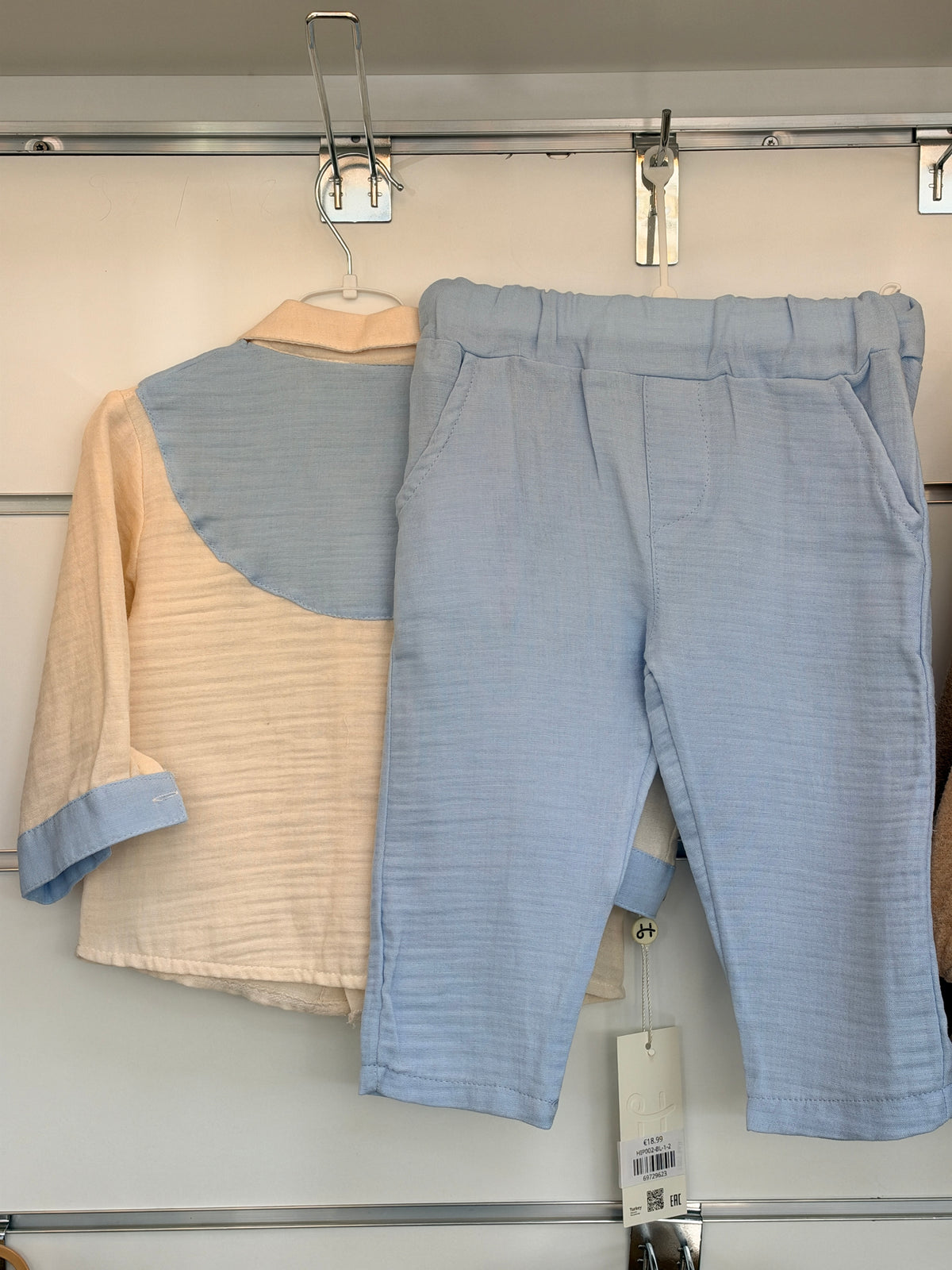 Baby 2-Delige Set – Linnen Look met Strik | Beige & Ecru