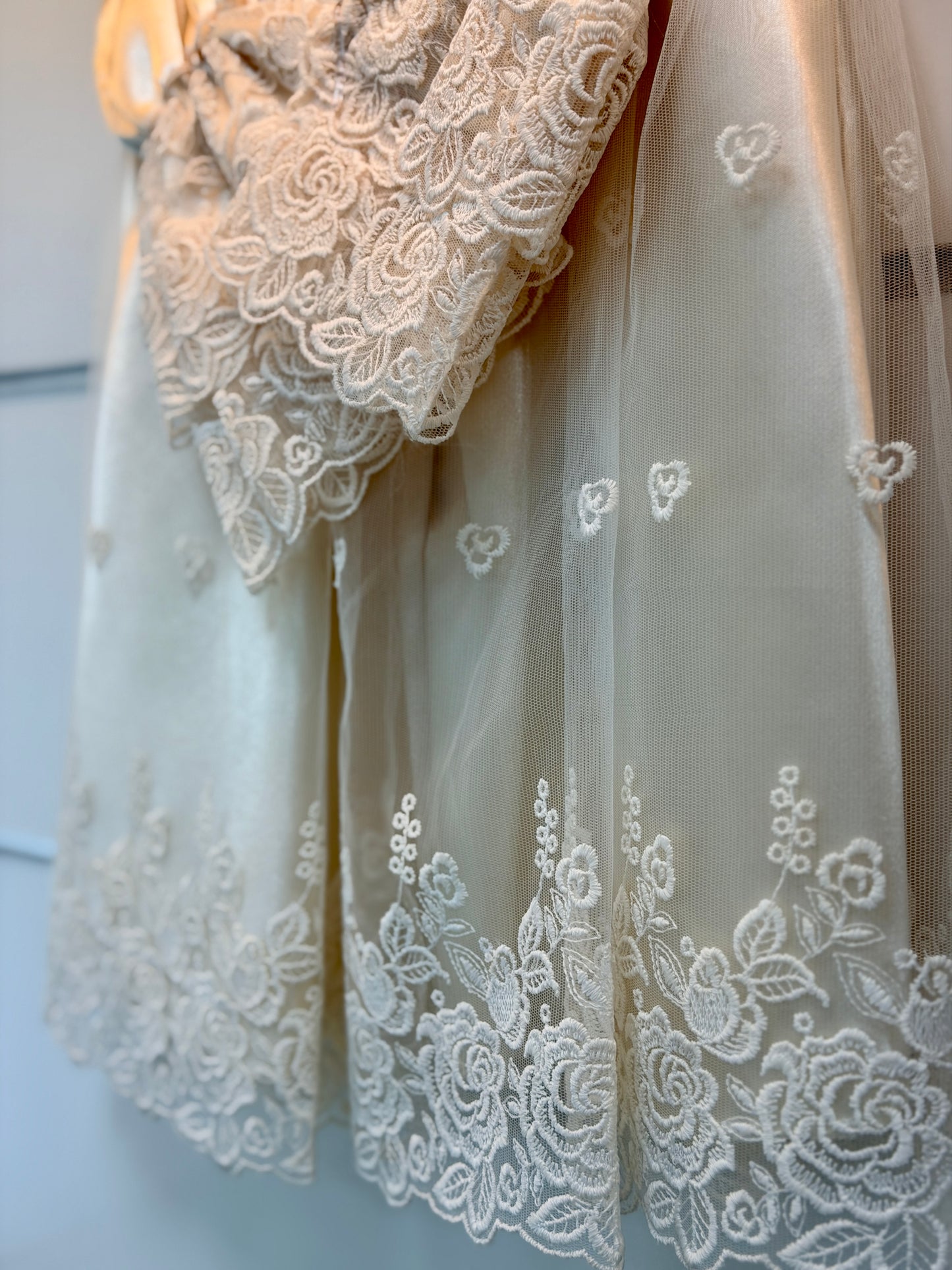 Babydola Elegant Baby Dress – Champagne Lace