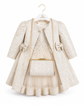 Gold Kids Luxe Jurkset met Jas & Tasje – Ivoor/Goud