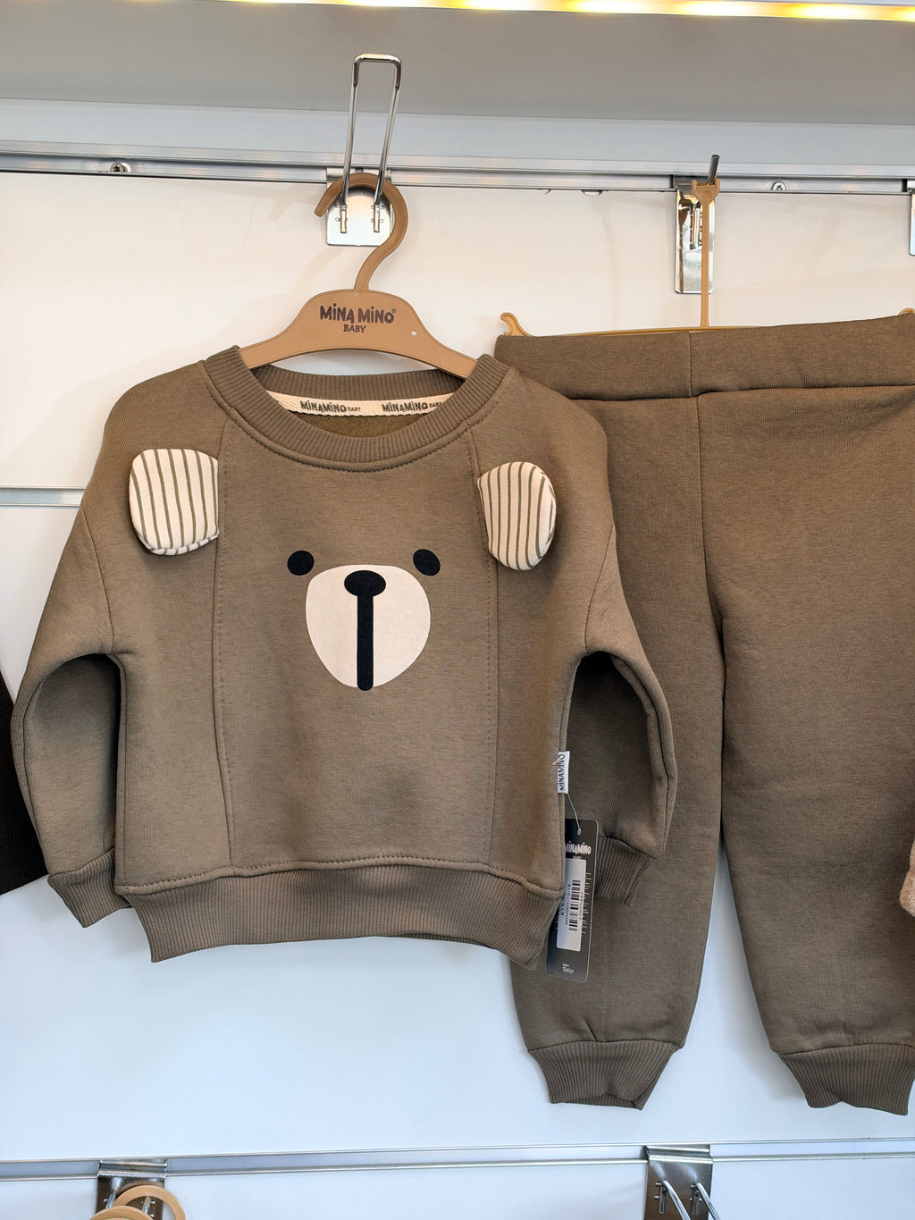 Baby 2-Delige Set met Beer Sweater & Broek – Olijfgroen