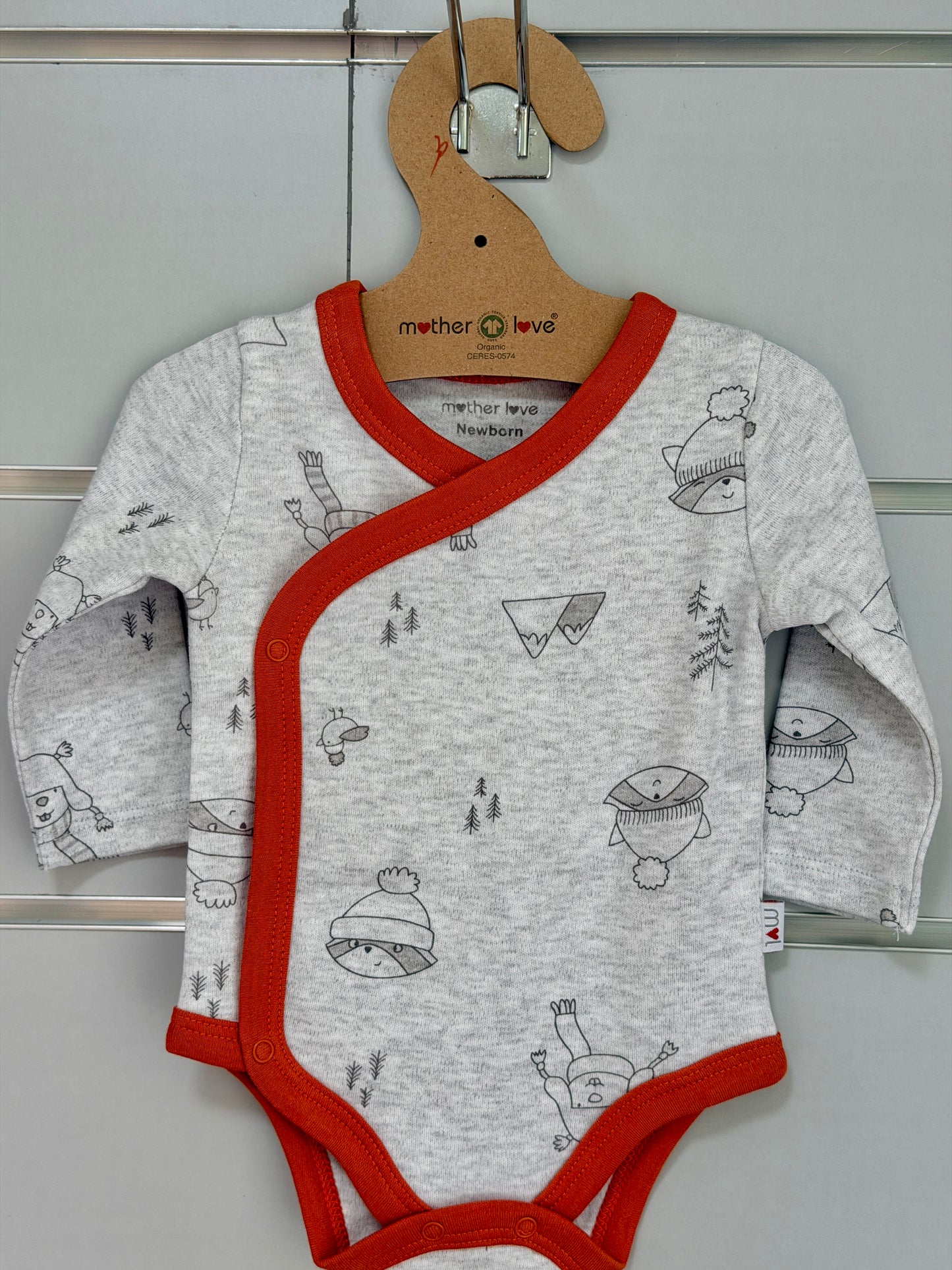 Organic Overslag Romper – Grijs met Roest Rand