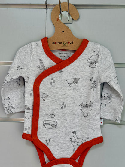 Organic Overslag Romper – Grijs met Roest Rand