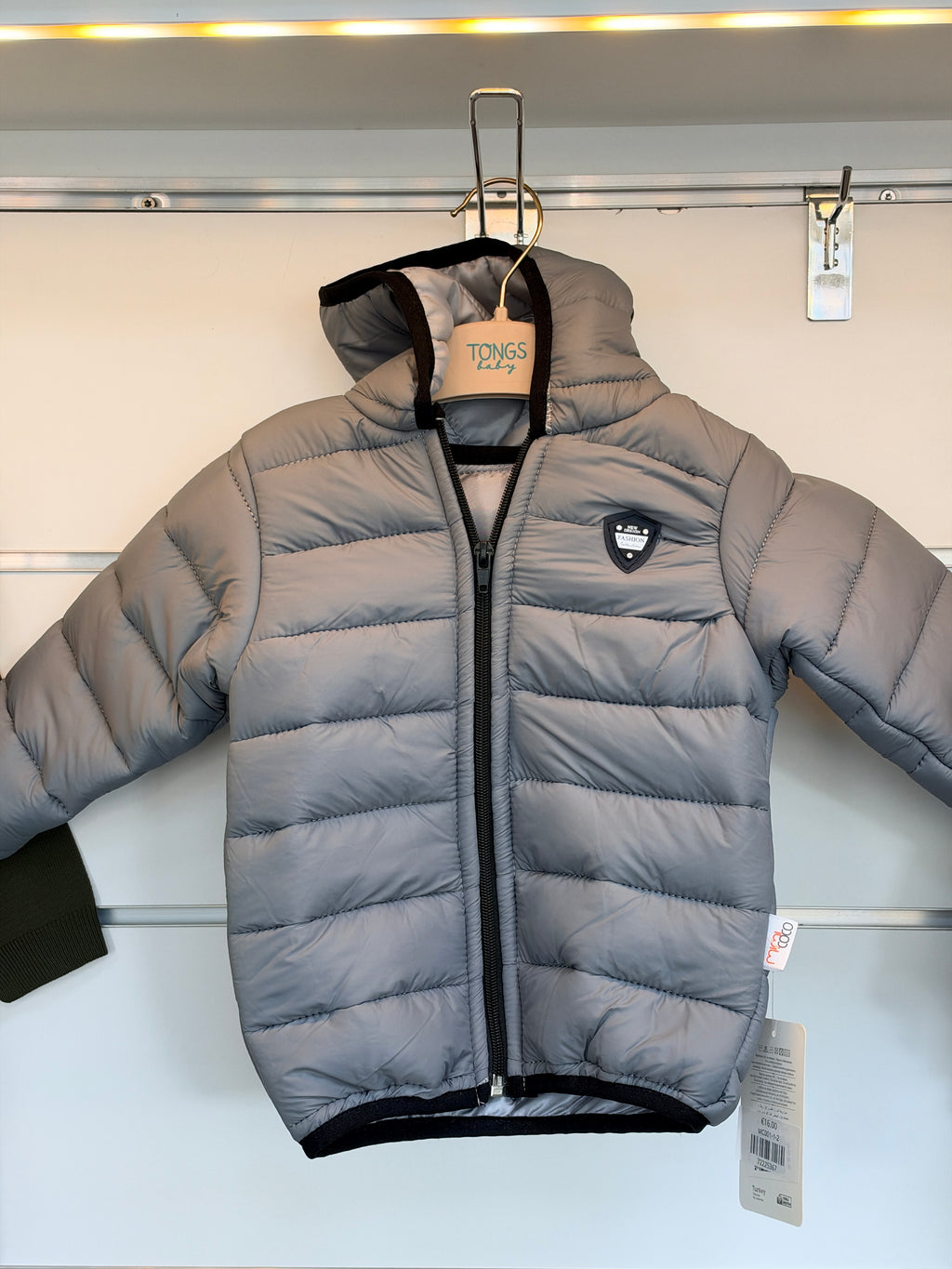 Jongens Gewatteerde Winterjas met Capuchon – Grijs
