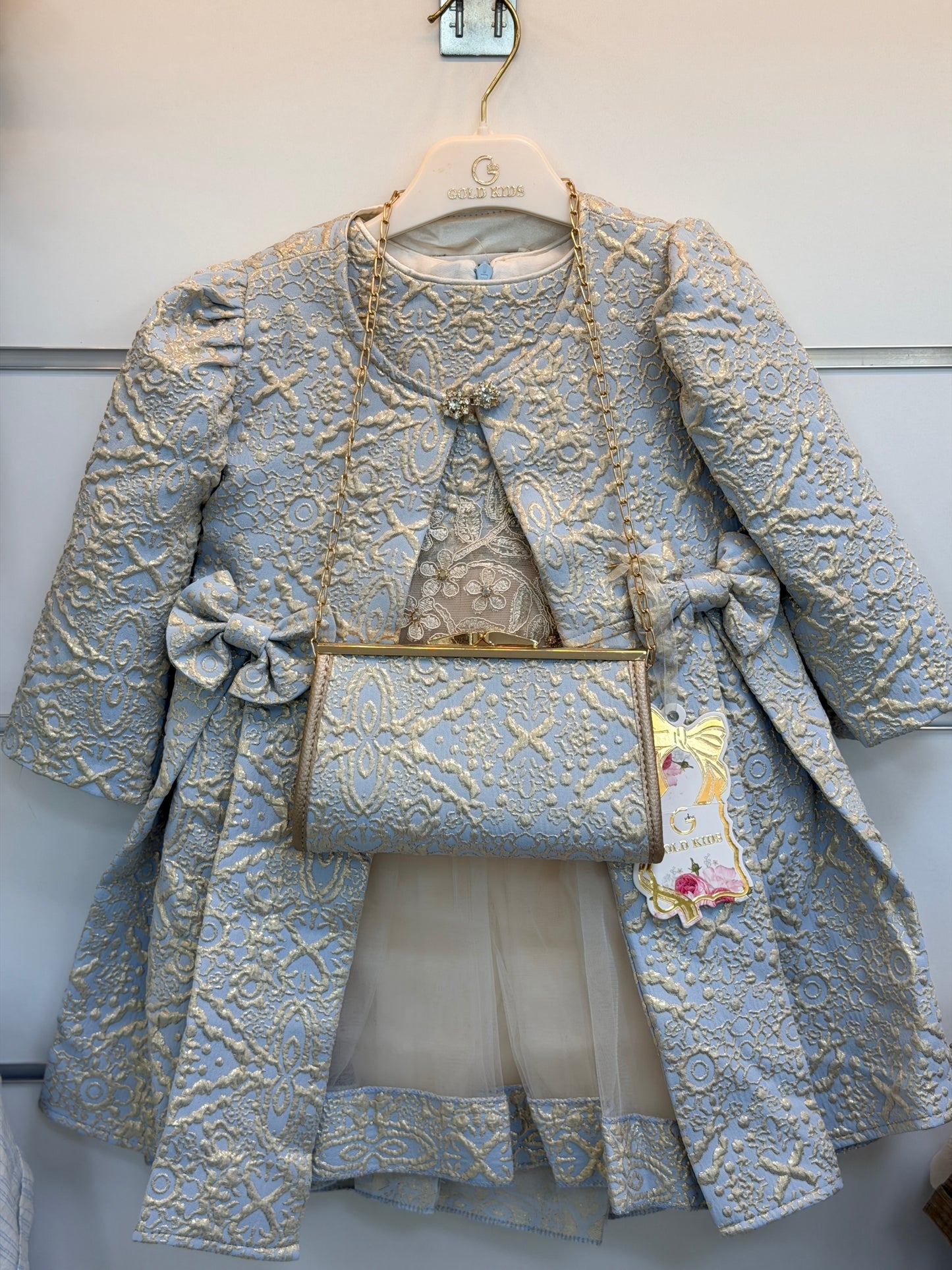 Gold Kids Luxe Jurkset met Jas & Tasje – Lichtblauw