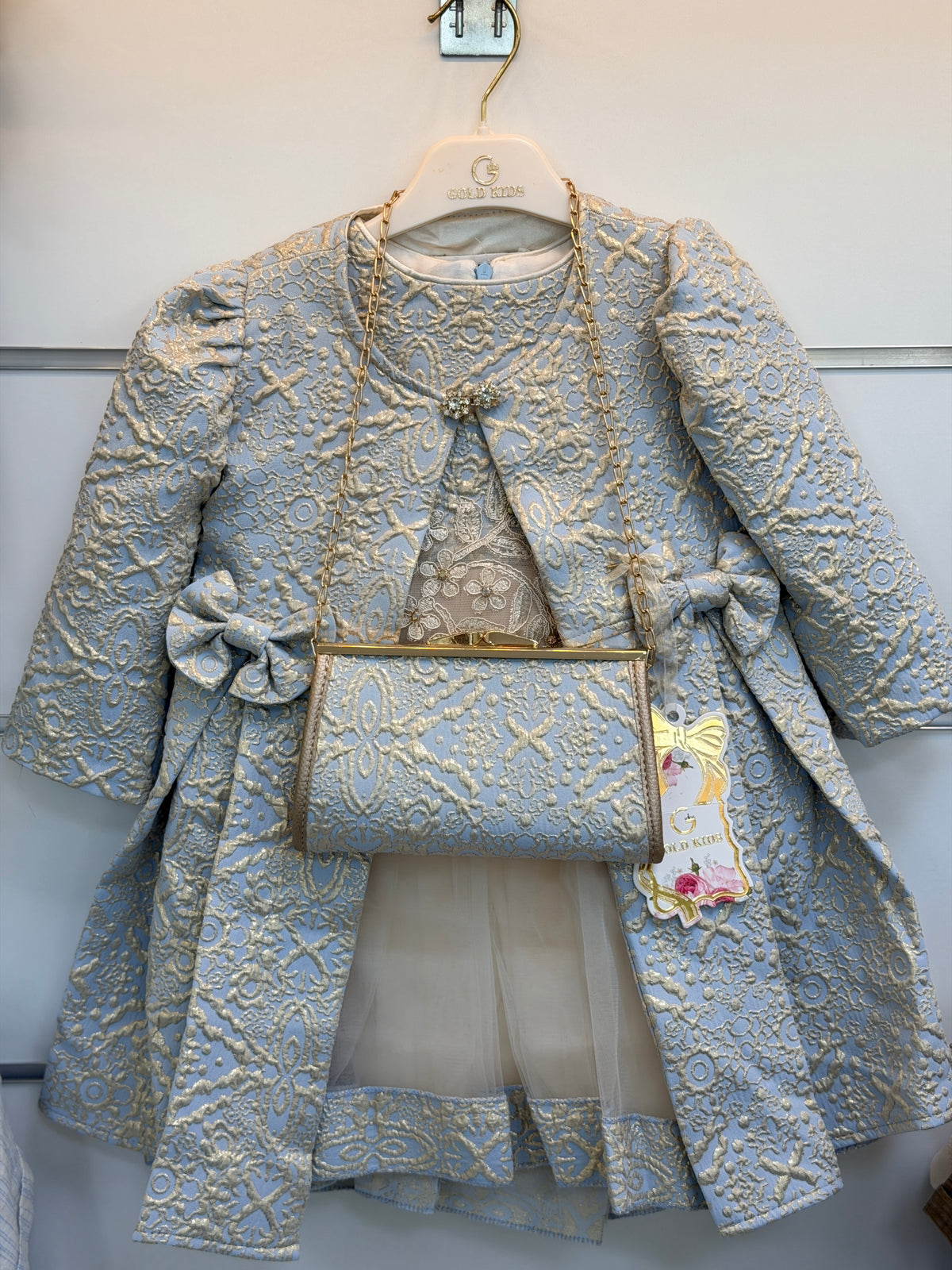 Gold Kids Luxe Jurkset met Jas & Tasje – Lichtblauw