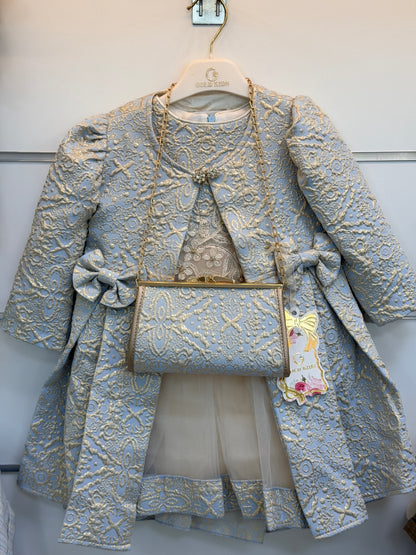 Gold Kids Luxe Jurkset met Jas & Tasje – Lichtblauw