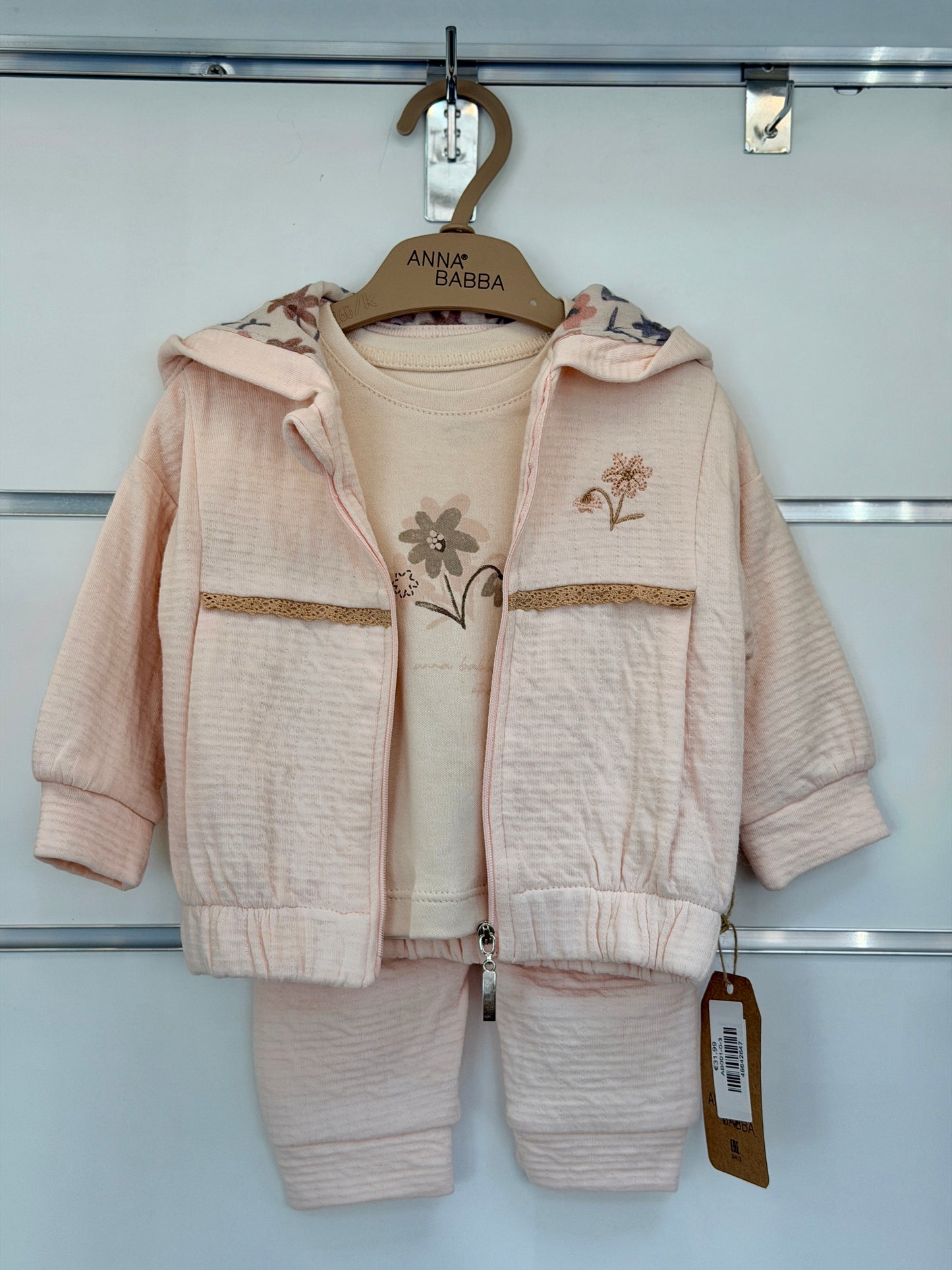 Anna Babba 3-Piece Baby Set – Hooded Cardigan, Shirt & Trousers