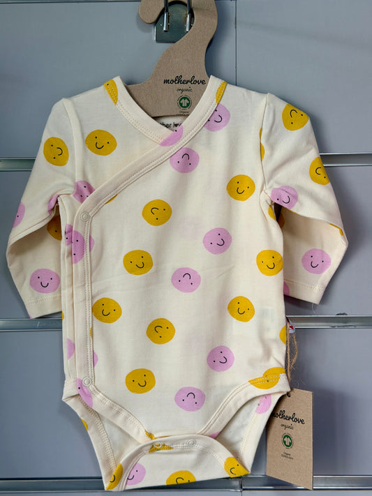 Smiley Overslag Romper – Crème Geel Roze