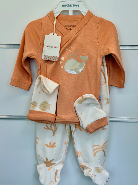 5-Delige Newborn Set – Ocean Whale | Bamboe Mix