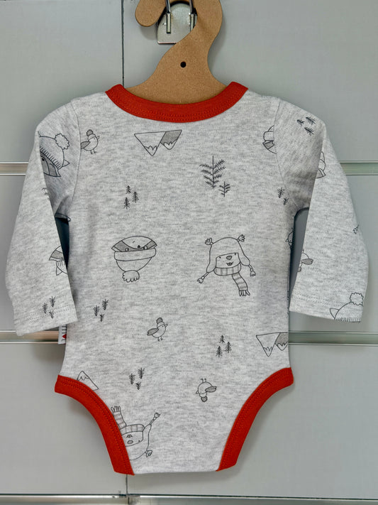 Organic Overslag Romper – Grijs met Roest Rand