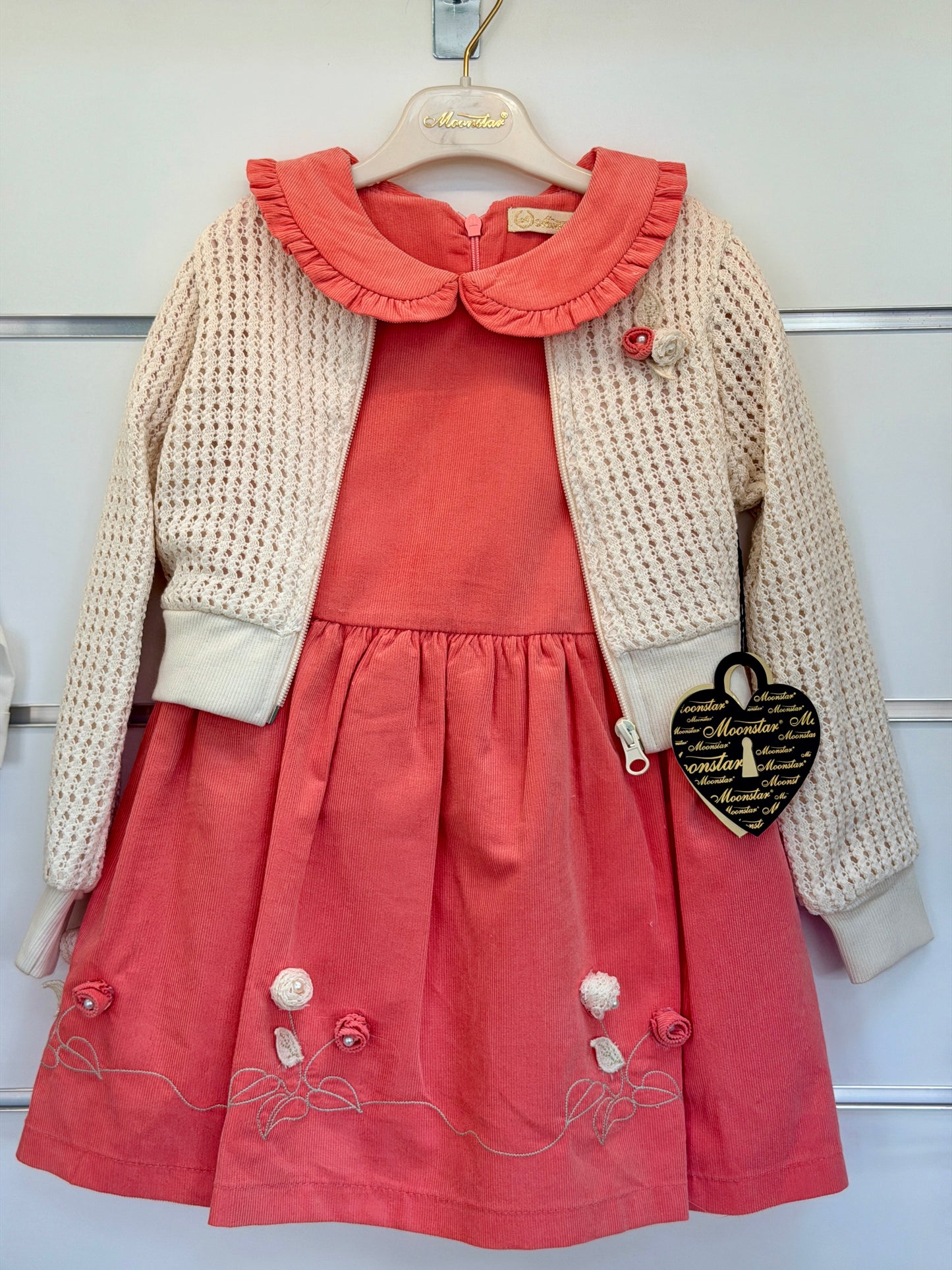 Moonstar 2-Piece Baby Dress Set - Pink with Cardigan