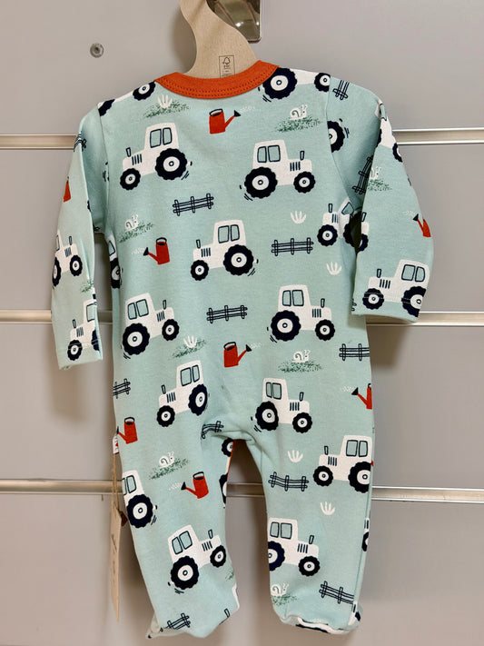 Boxpakje met Voetjes – Mintgroen met Tractor Print