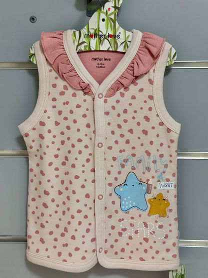 Mouwloos Vestje – Roze Sterrenprint