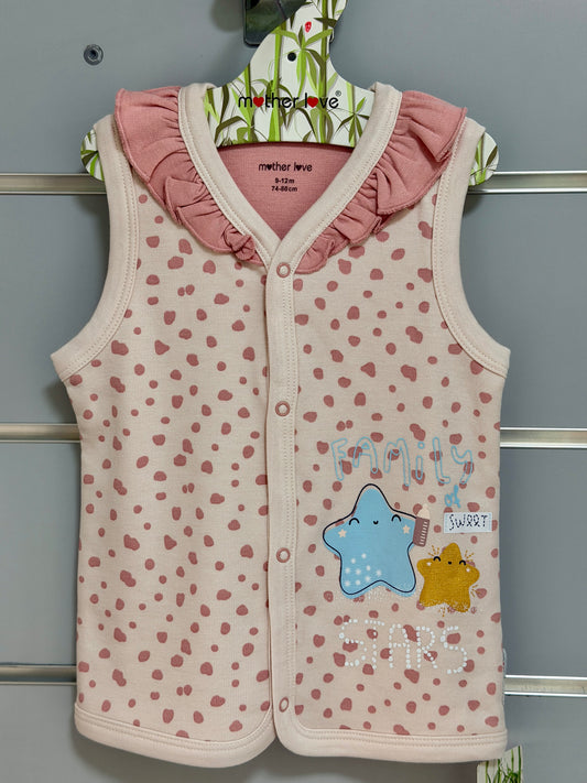 Mouwloos Vestje – Roze Sterrenprint