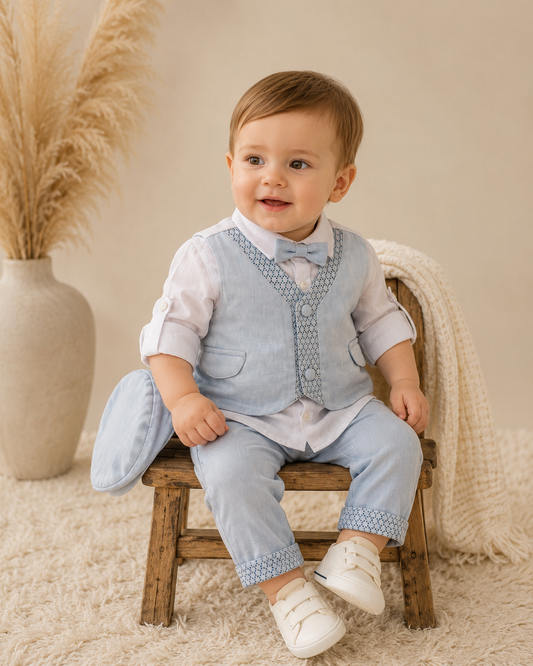 Anna Babba 4-Delige Baby Set – Vest, Overhemd, Broek & Muts
