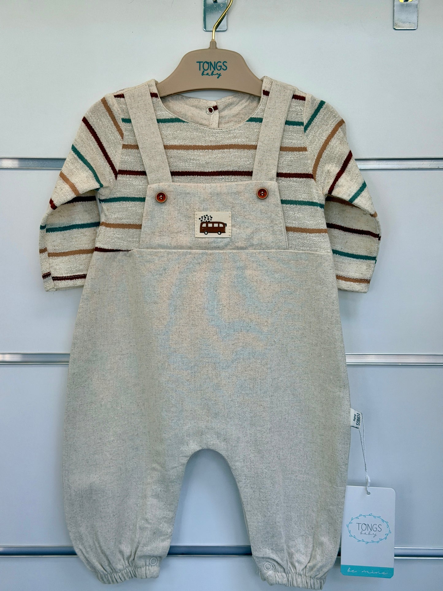 Tongs Baby Tulum Set – Gestreept Shirt & Salopette