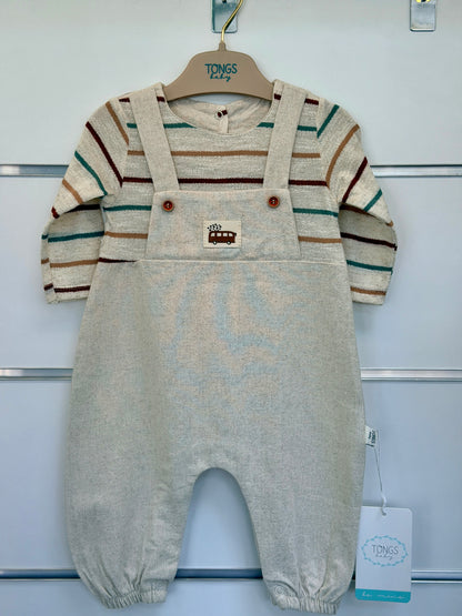 Tongs Baby Tulum Set – Gestreept Shirt & Salopette