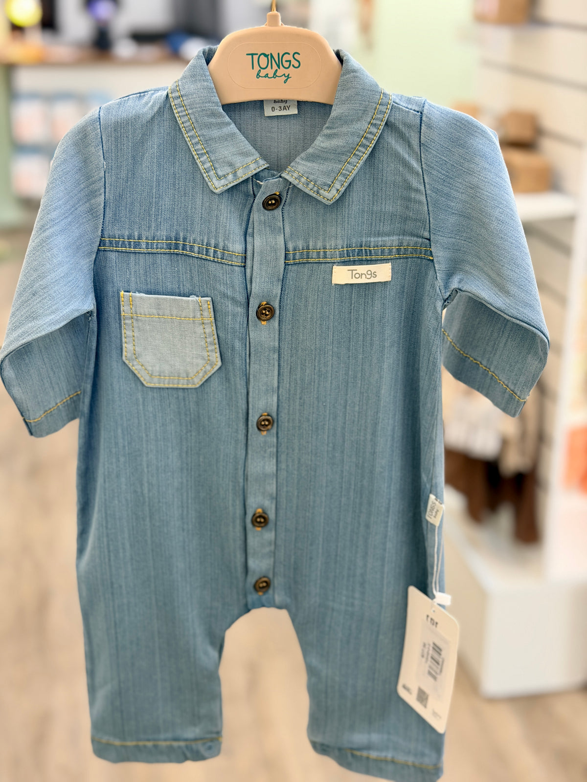 Tongs Baby Salopet – Denim Look Blauw