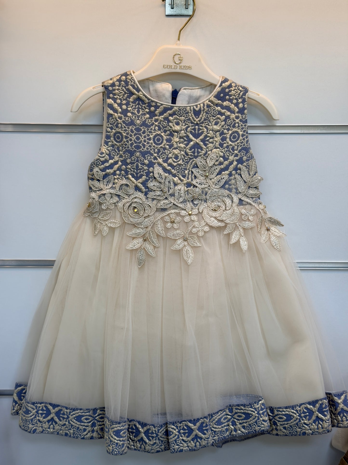 Gold Kids Luxe Jurkset met Jas & Tasje – Blauw/Goud