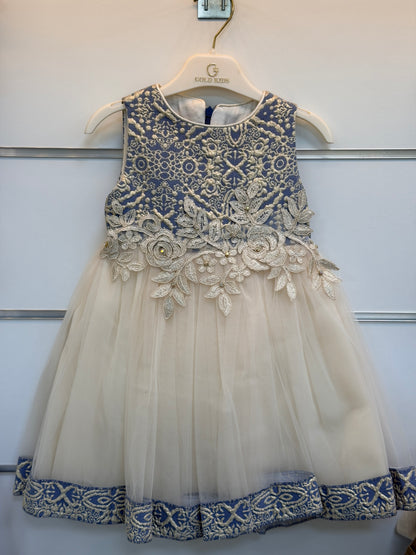 Gold Kids Luxe Jurkset met Jas & Tasje – Blauw/Goud