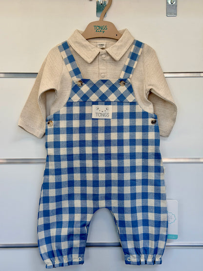 Tongs Baby Salopet Set – Geruite Salopette met Shirt