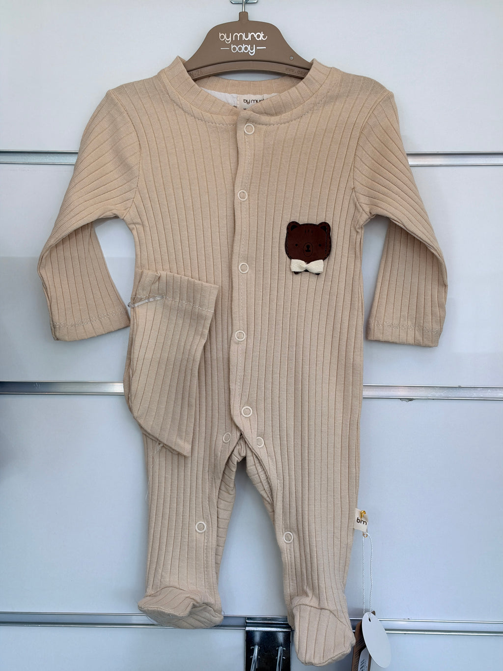 Baby Rib Romper met Voetjes & Haarband – Oudroze | Teddy Bear