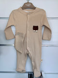 Baby Rib Romper met Voetjes & Haarband – Oudroze | Teddy Bear