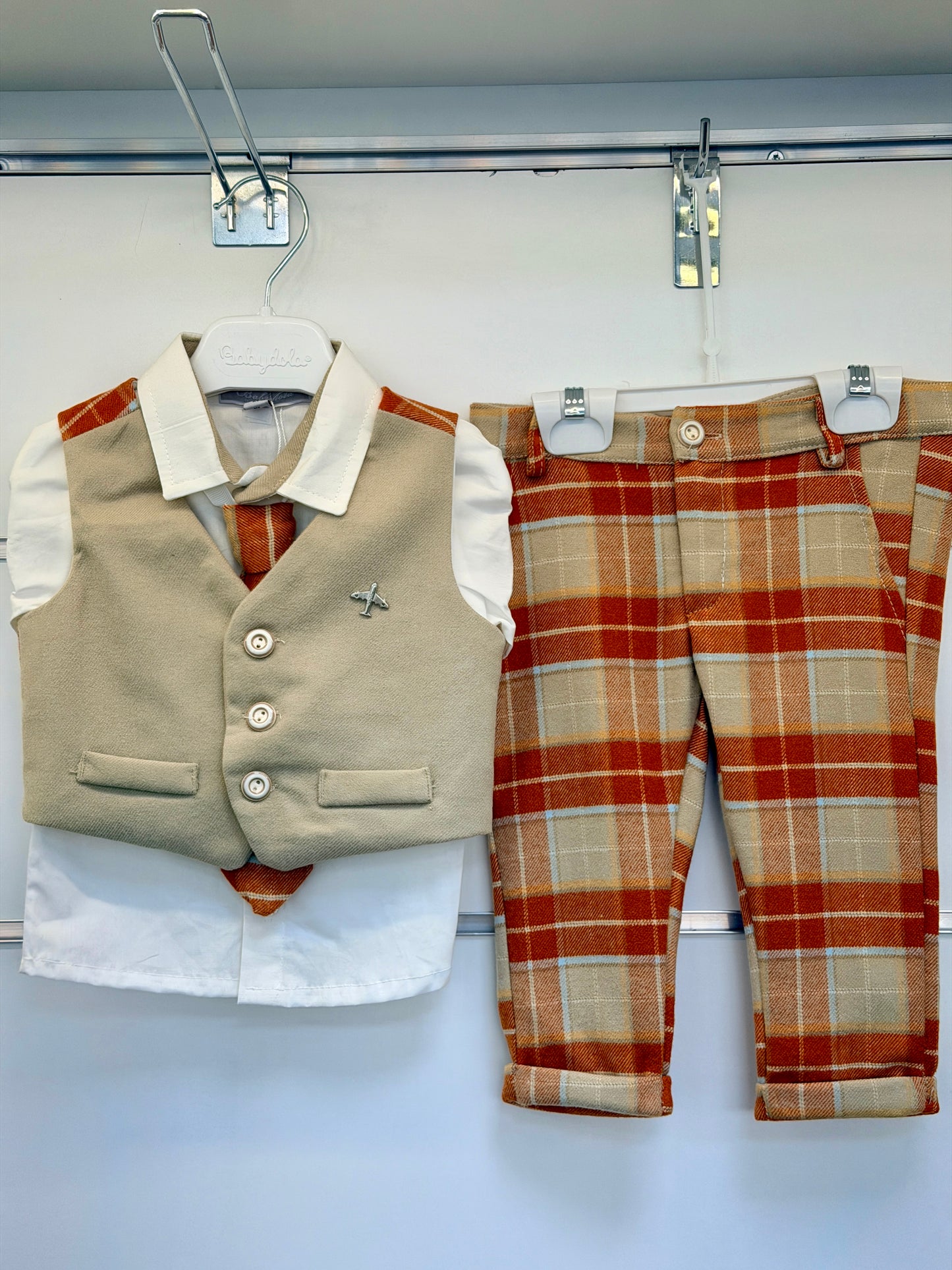 Babydola 3-Delige Baby Set – Overhemd, Vest, Broek & Stropdas