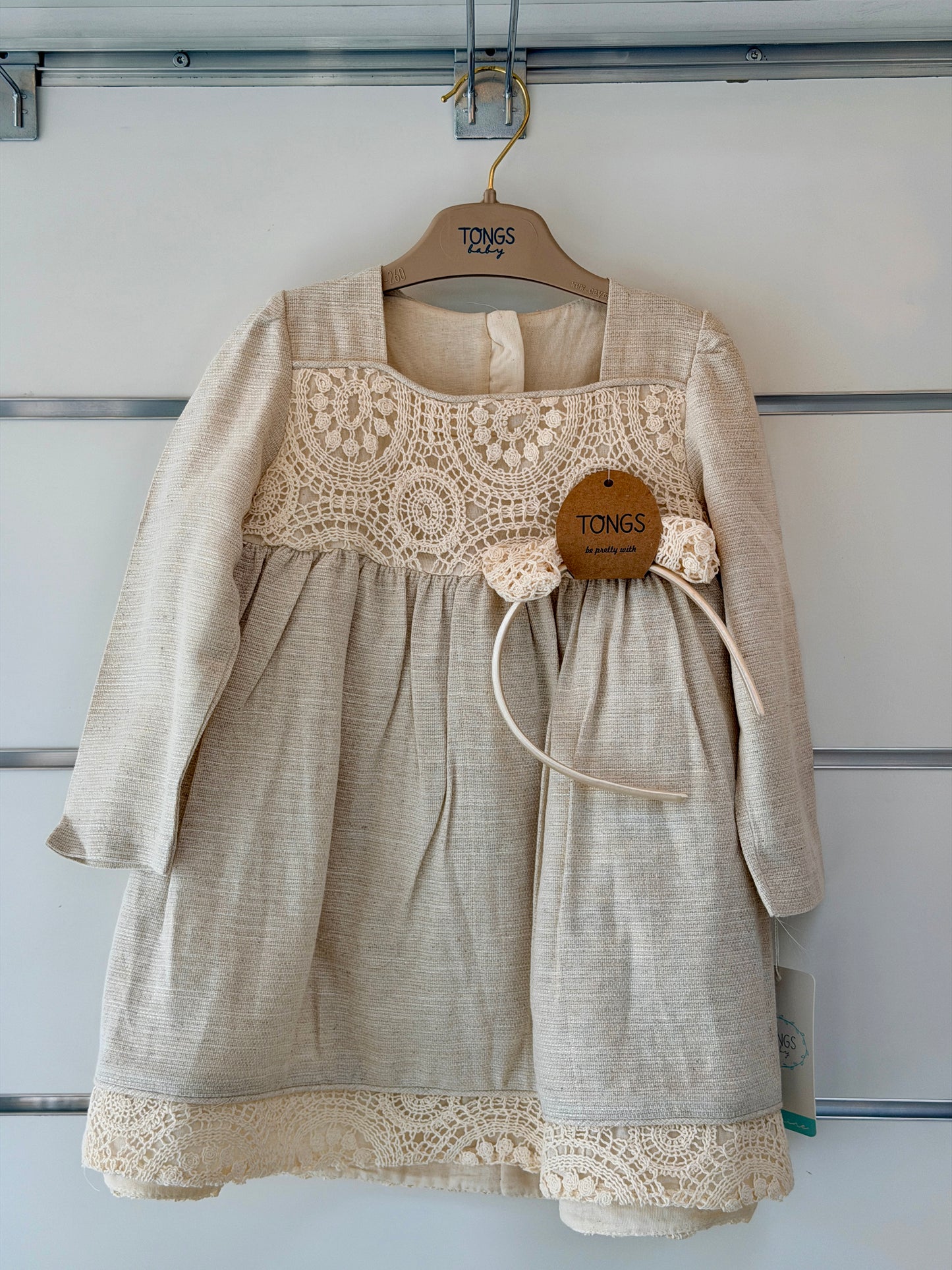 Tongs Baby Dress - Elegant Lace Dress with Headband