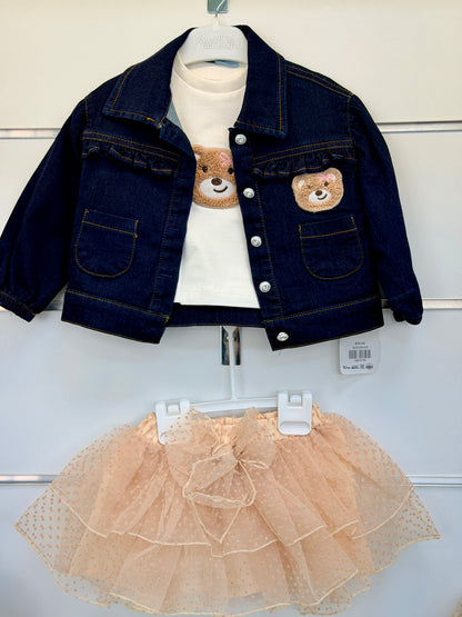 Sweet Me 3-Piece Baby Set – Denim Jacket & Tulle Skirt
