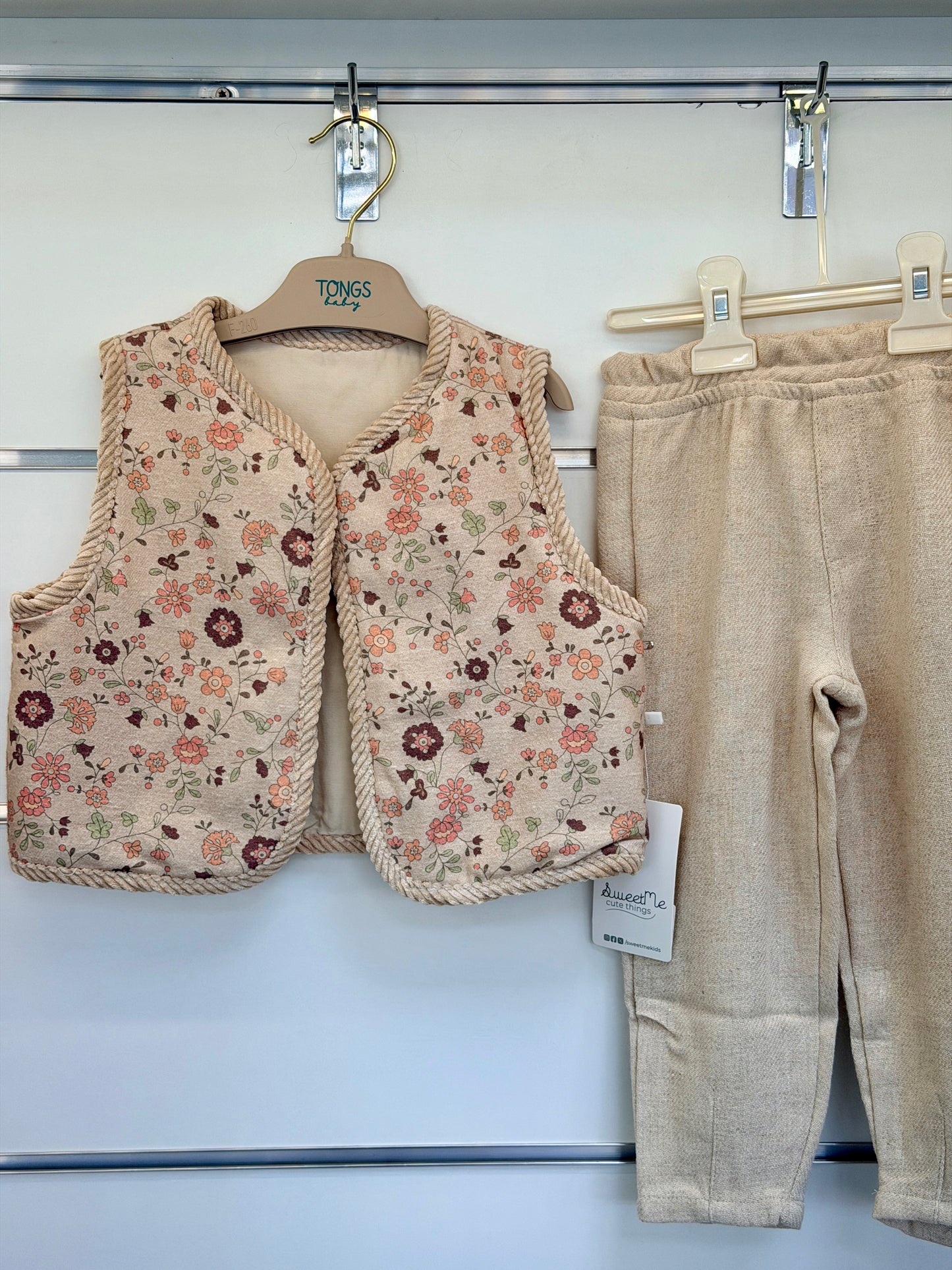 Sweet Me 3-Piece Baby Set – Floral Vest Bordeaux