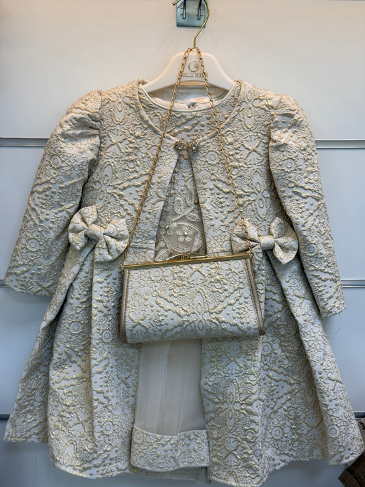 Gold Kids Luxe Jurkset met Jas & Tasje – Ivoor/Goud