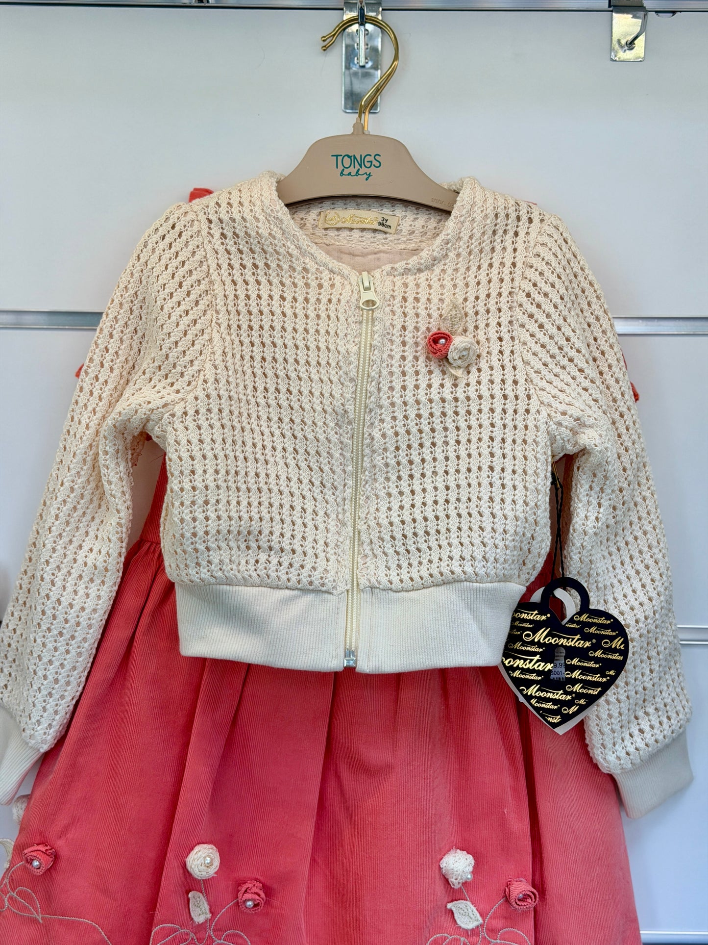 Moonstar 2-Piece Baby Dress Set - Pink with Cardigan
