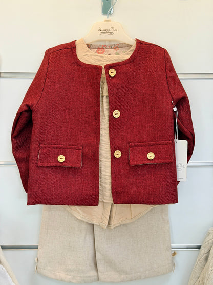 Sweet Me 3-Piece Baby Set – Bordeaux Cardigan