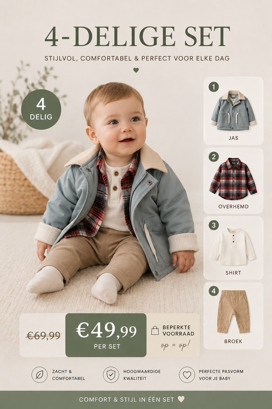 Sweet Me 4-Delige Baby Set met Jas – Premium Outfit