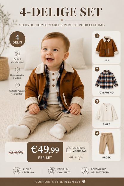Sweet Me 4-Delige Jongens Set – Brown Classic