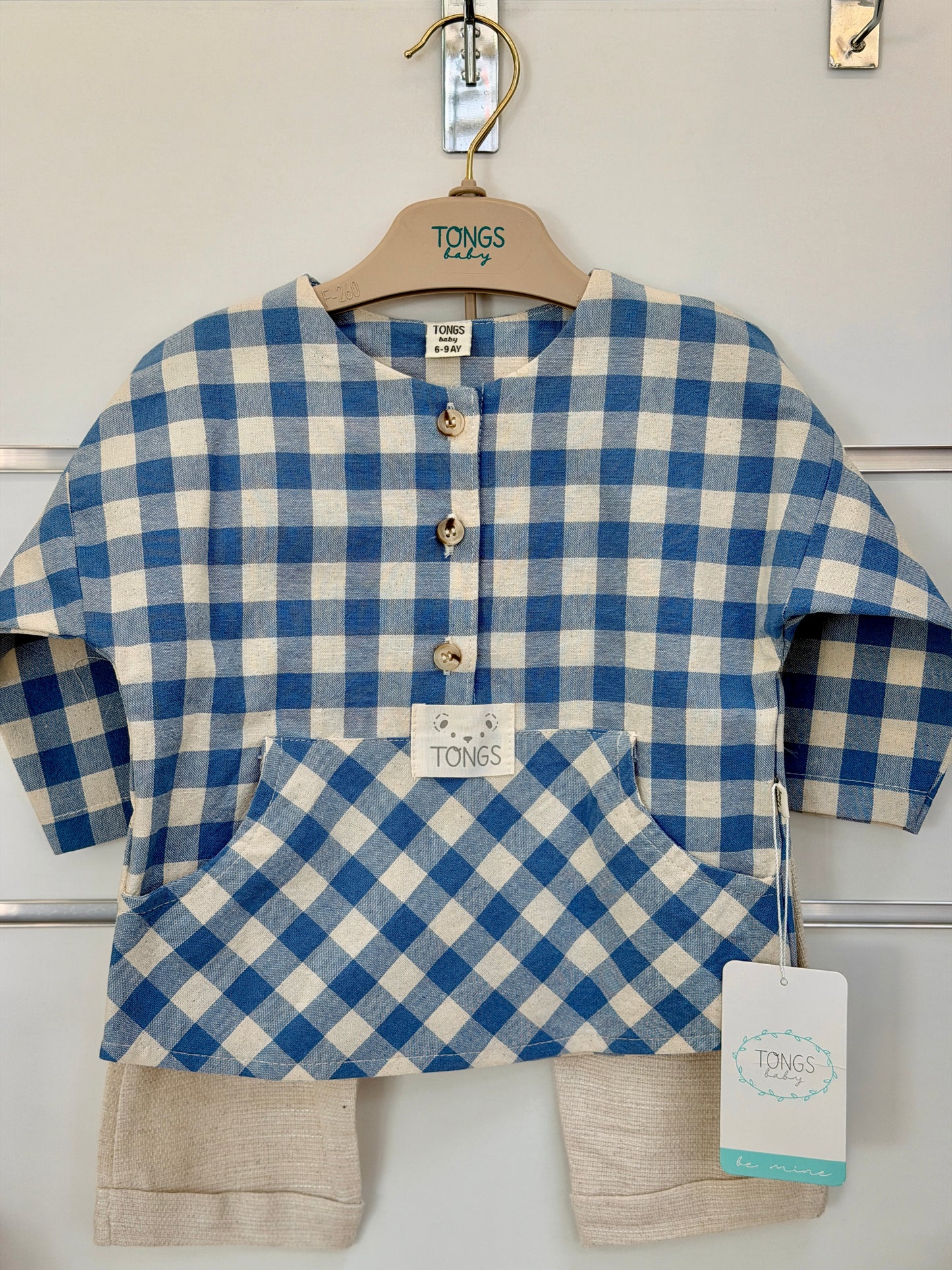 Tongs 2-Delige Baby Set – Blue Check