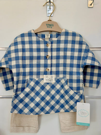 Tongs 2-Delige Baby Set – Blue Check