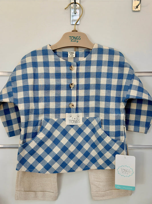 Tongs 2-Delige Baby Set – Blue Check