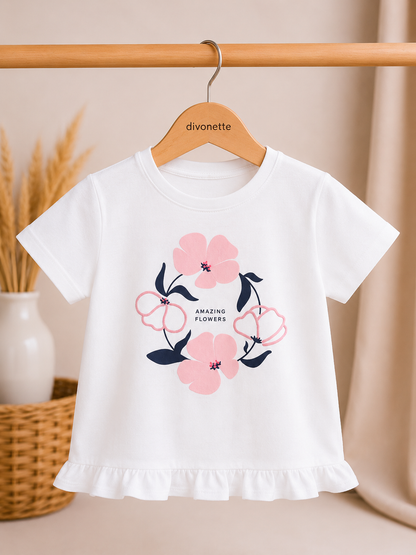 Meisjes T-Shirt Amazing Flowers Wit