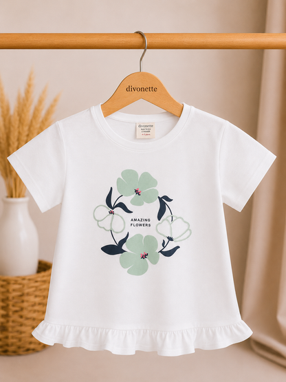 Meisjes T-Shirt Amazing Flowers Wit